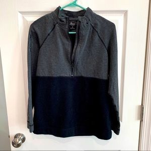 G H Bass & Co quarter zip pullover gray & black‎